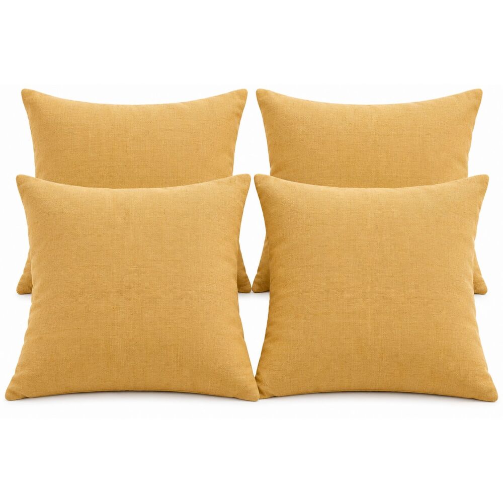 Room Essentials 4-pack LOT Pillow Covers 16x16 Mustard Yellow Cotton Blend NEW